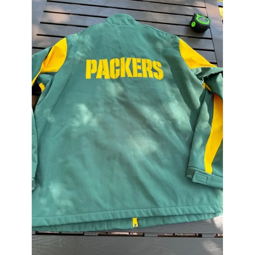 NFL Green Bay Packers Softshell Jacket Mens XXL Green Gold Full Zip Fleece Lined